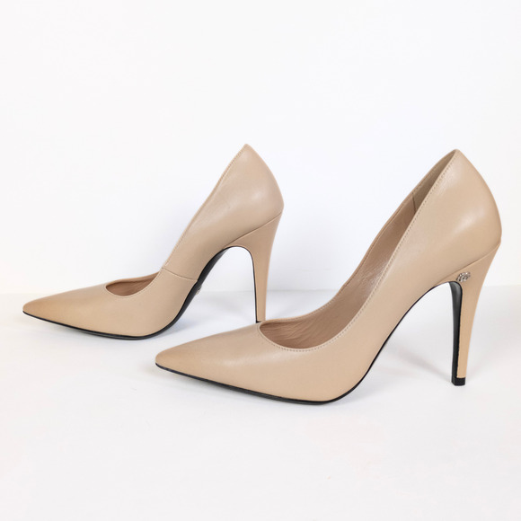 GUCCI Anita Pointed Toe Pumps 105mm Malaga Kid Leather in Powder Women's 37.5 - Picture 6 of 9